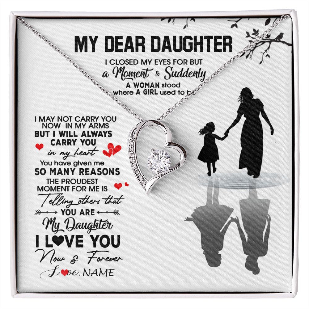 Forever Love Necklace | Personalized To My Daughter Necklace From Mom Mother I Love You Letters For Her Daughter Birthday Graduation Christmas Customized Gift Box Message Card | teecentury