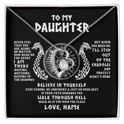 Forever Love Necklace | Personalized To My Daughter Necklace Viking Never Feel You Are Alone Odin Scandinavian Norse Runes Daughter Birthday Christmas Customized Gift Box Message Card | teecentury