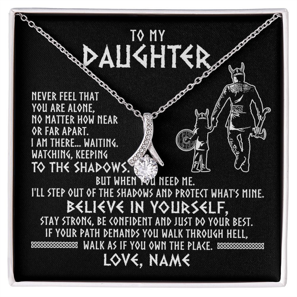 Personalized To My Daughter Necklace Viking Never Feel You Are Alone Scandinavian Runes Viking Daughter Birthday Christmas Customized Gift Box Message