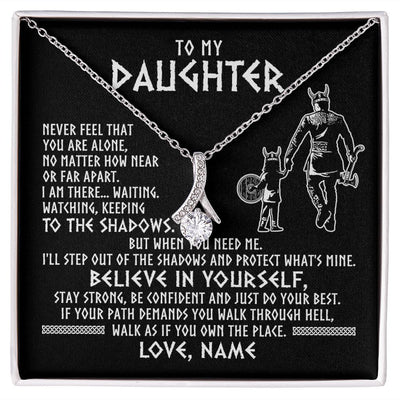 Alluring Beauty Necklace | Personalized To My Daughter Necklace Viking Never Feel You Are Alone Scandinavian Runes Viking Daughter Birthday Christmas Customized Gift Box Message Card | teecentury