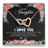 Interlocking Hearts Necklace | Personalized To My Daughter Necklace from Dad Father Never Forget I Love You Floral Jewelry for Daughter Birthday Graduation Christmas Customized Message Card | teecentury