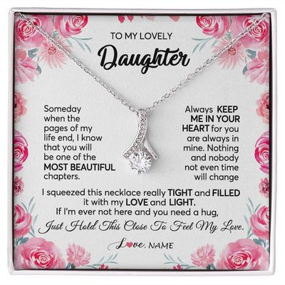 Alluring Beauty Necklace | Personalized To My Daughter Necklace from Mom Dad Always Keep Me in Your Heart Daughter Birthday Graduation Christmas Customized Gift Box Message Card | teecentury
