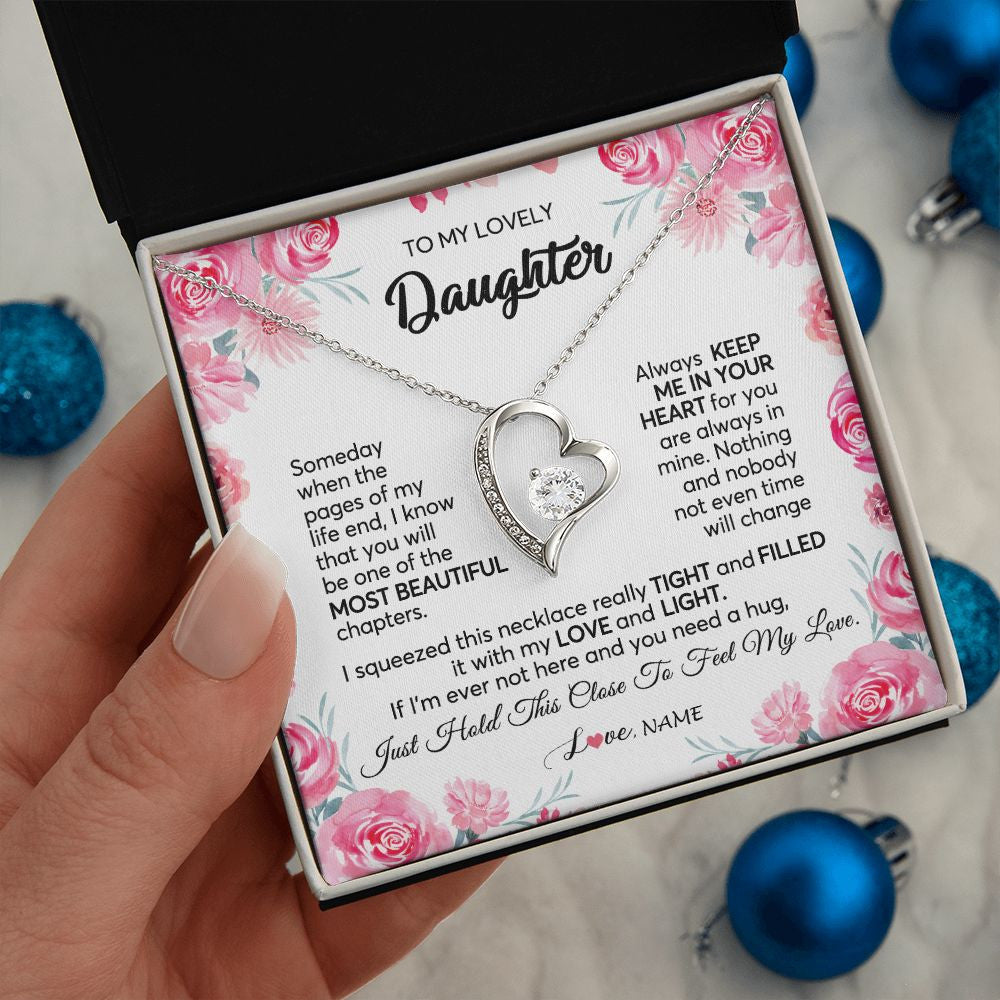 Personalized To My Daughter Necklace from Mom Dad Always Keep Me in Your  Heart Daughter Birthday Graduation Christmas Customized Gift Box Message  Card - Teecentury.com
