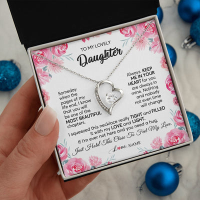 Forever Love Necklace | Personalized To My Daughter Necklace from Mom Dad Always Keep Me in Your Heart Daughter Birthday Graduation Christmas Customized Gift Box Message Card | teecentury