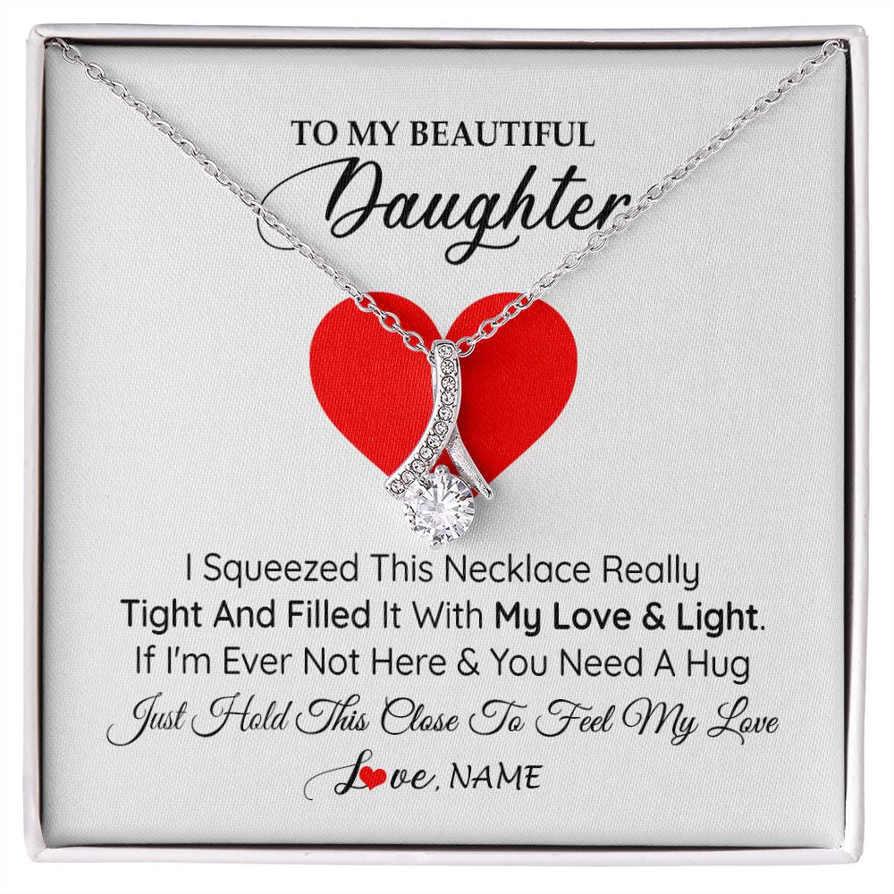 Alluring Beauty Necklace | Personalized To My Daughter Necklace from Mom Dad I Squeezed This Necklace Daughter Birthday Graduation Christmas Customized Gift Box Message Card | teecentury