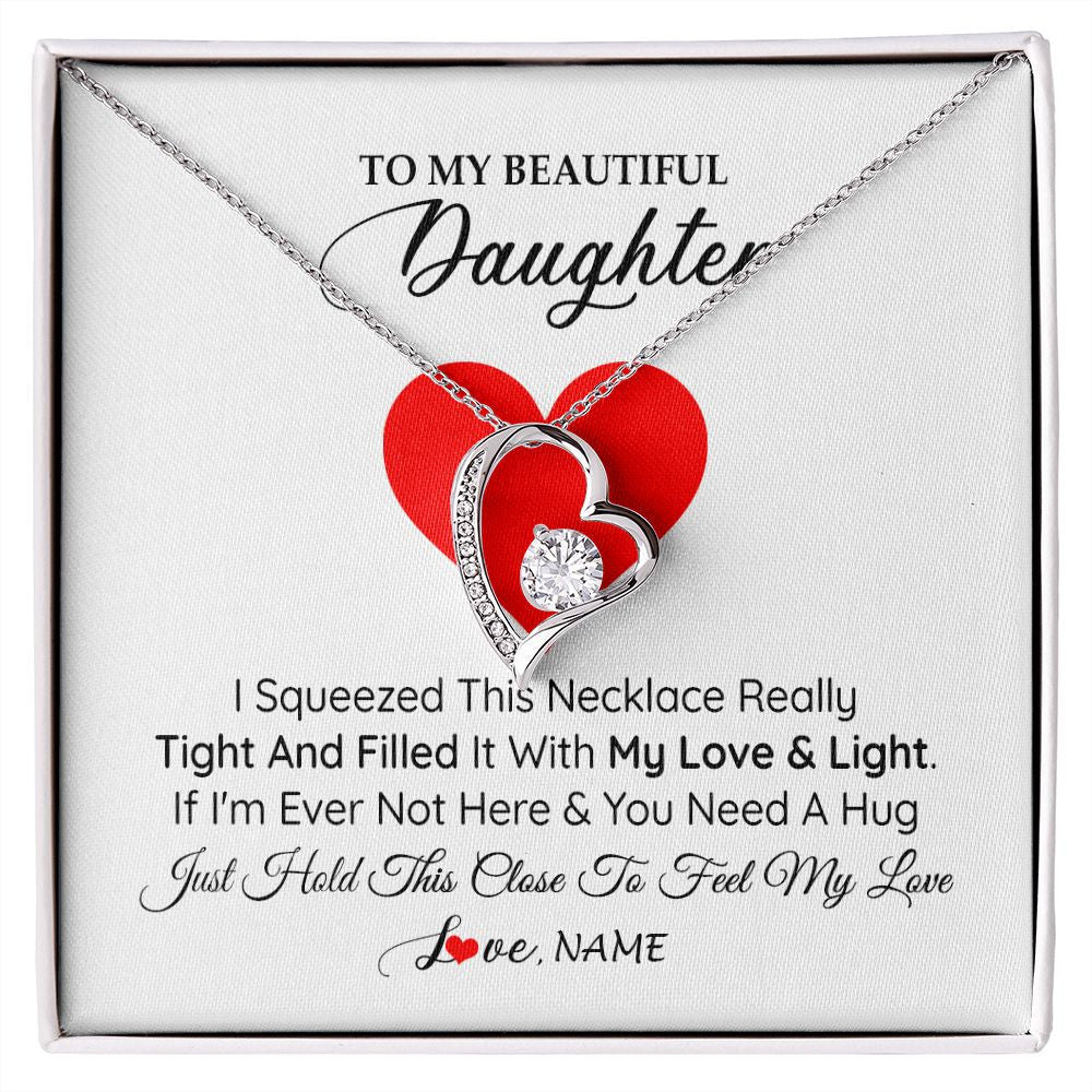 Forever Love Necklace | Personalized To My Daughter Necklace from Mom Dad I Squeezed This Necklace Daughter Birthday Graduation Christmas Customized Gift Box Message Card | teecentury