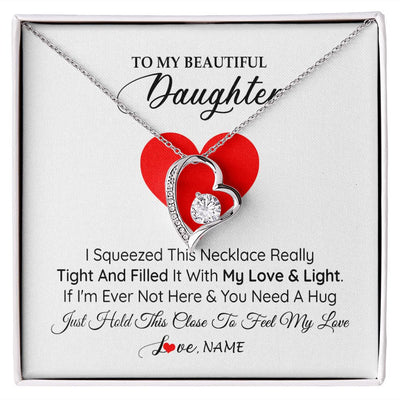 Forever Love Necklace | Personalized To My Daughter Necklace from Mom Dad I Squeezed This Necklace Daughter Birthday Graduation Christmas Customized Gift Box Message Card | teecentury