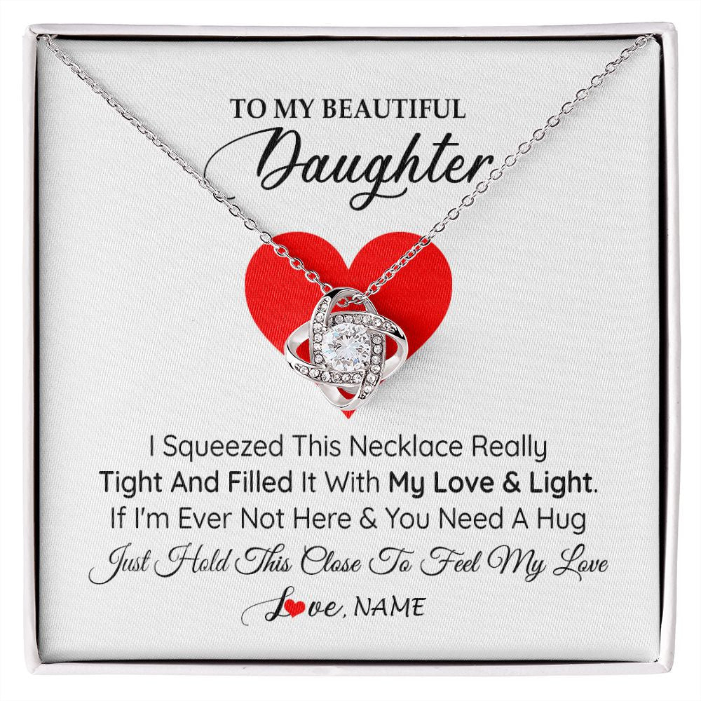 Love Knot Necklace | Personalized To My Daughter Necklace from Mom Dad I Squeezed This Necklace Daughter Birthday Graduation Christmas Customized Gift Box Message Card | teecentury