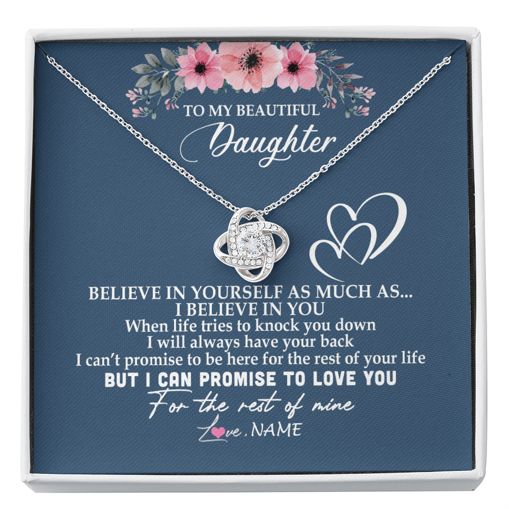 Love Knot Necklace | Personalized To My Daughter Necklace from Mom Dad Mother Believe In Yourself Daughter Birthday Graduation Christmas Customized Message Card | teecentury