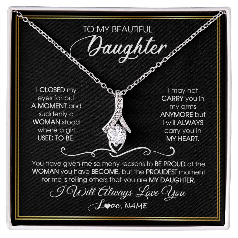 Alluring Beauty Necklace | Personalized To My Daughter Necklace from Mom Mother Dad I Closed My Eyes For A Moment Daughter Birthday Graduation Christmas Customized Gift Box Message Card | teecentury