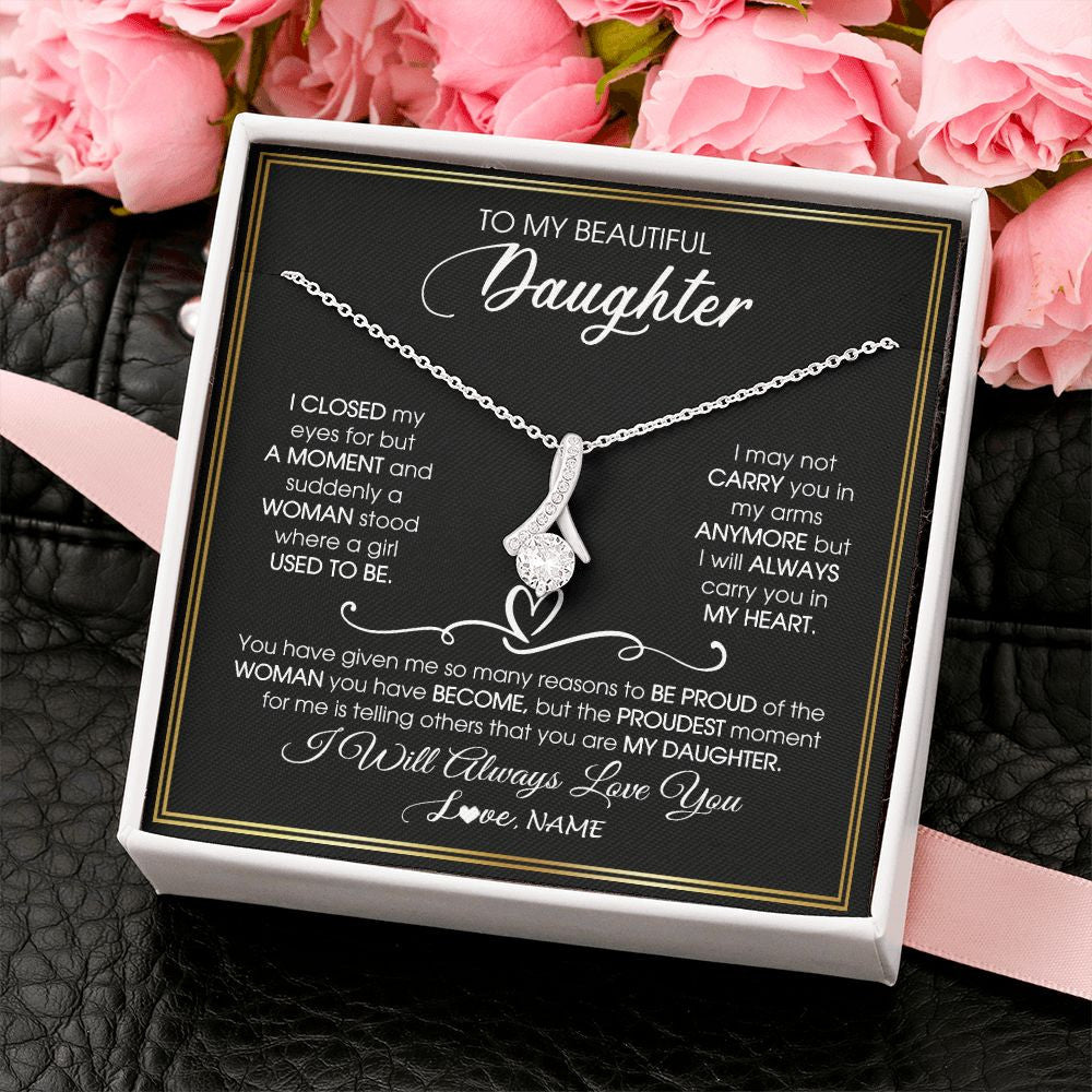 Alluring Beauty Necklace | Personalized To My Daughter Necklace from Mom Mother Dad I Closed My Eyes For A Moment Daughter Birthday Graduation Christmas Customized Gift Box Message Card | teecentury