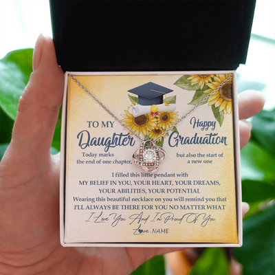 Love Knot Necklace | Personalized To My Daughter On Her Graduation Day Necklace Flower I Love You I'm Proud Of You Class of 2022 Daughter Jewelry Customized Gift Box Message Card | teecentury