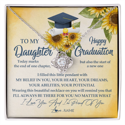 Love Knot Necklace | Personalized To My Daughter On Her Graduation Day Necklace Flower I Love You I'm Proud Of You Class of 2022 Daughter Jewelry Customized Gift Box Message Card | teecentury