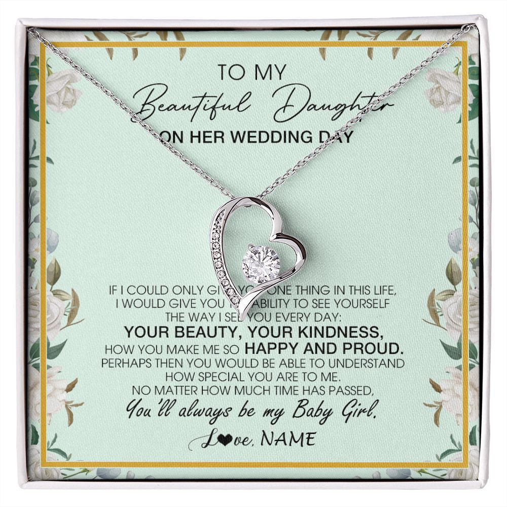 Forever Love Necklace | Personalized To My Daughter On Her Wedding Day Wedding Day Necklace From Mom Mother To Daughter Bride For Wedding Day Customized Gift Box Message Card | teecentury