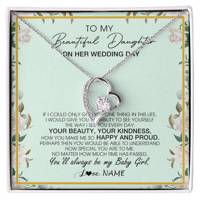 Forever Love Necklace | Personalized To My Daughter On Her Wedding Day Wedding Day Necklace From Mom Mother To Daughter Bride For Wedding Day Customized Gift Box Message Card | teecentury