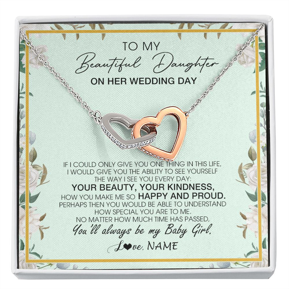 Interlocking Hearts Necklace | Personalized To My Daughter On Her Wedding Day Wedding Day Necklace From Mom Mother To Daughter Bride For Wedding Day Customized Gift Box Message Card | teecentury