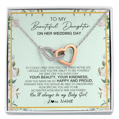 Interlocking Hearts Necklace | Personalized To My Daughter On Her Wedding Day Wedding Day Necklace From Mom Mother To Daughter Bride For Wedding Day Customized Gift Box Message Card | teecentury