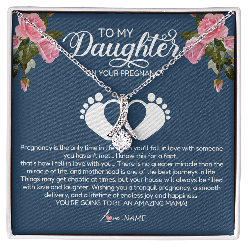 Alluring Beauty Necklace | Personalized To My Daughter On Your Pregnancy Necklace First Time Mom Expecting Mama Mom Mother's Day Pendant Jewelry Customized Gift Box Message Card | teecentury