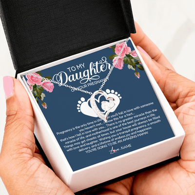 Forever Love Necklace | Personalized To My Daughter On Your Pregnancy Necklace First Time Mom Expecting Mama Mom Mother's Day Pendant Jewelry Customized Gift Box Message Card | teecentury