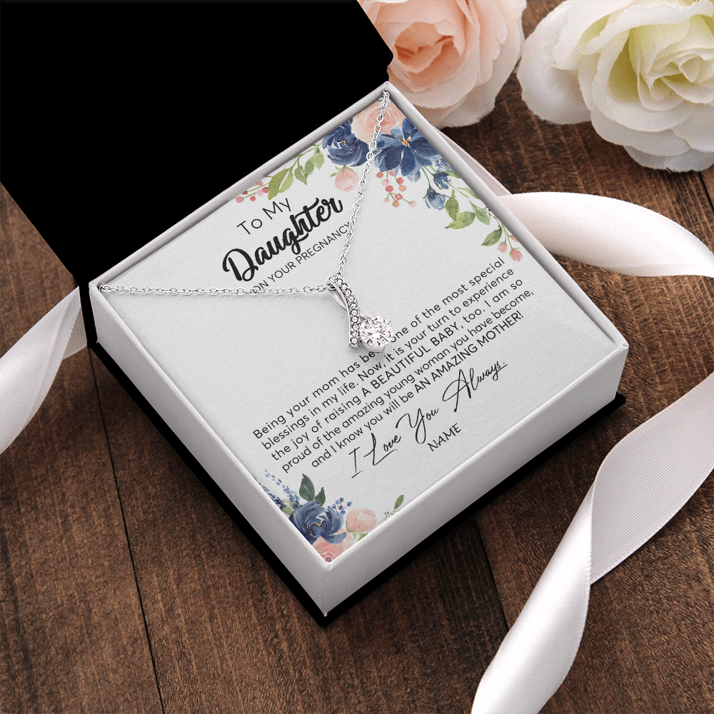 Alluring Beauty Necklace | Personalized To My Daughter On Your Pregnany Necklace You Will Be Amazing Mother Mama New Mom First Time Mothers Day Jewelry Customized Gift Box Message Card | teecentury