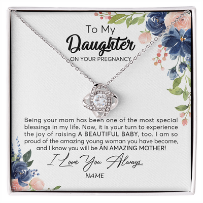 Love Knot Necklace | Personalized To My Daughter On Your Pregnany Necklace You Will Be Amazing Mother Mama New Mom First Time Mothers Day Jewelry Customized Gift Box Message Card | teecentury