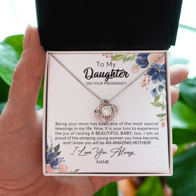 Love Knot Necklace | Personalized To My Daughter On Your Pregnany Necklace You Will Be Amazing Mother Mama New Mom First Time Mothers Day Jewelry Customized Gift Box Message Card | teecentury