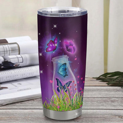 Personalized To My Daughter Tumbler From Dad Mom Father Stainless Steel Butterfly Sometimes Say I Love You Daughter Birthday Graduation Christmas Travel Mug | teecentury