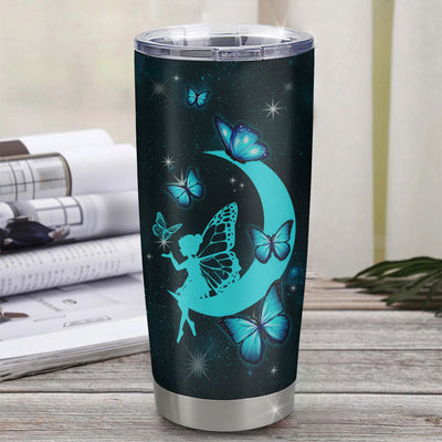 Personalized To My Daughter Tumbler From Dad Mom Father Stainless Steel Cup Fairy Silhouette Fantasy Moon Daughter Birthday Graduation Christmas Travel Mug | teecentury