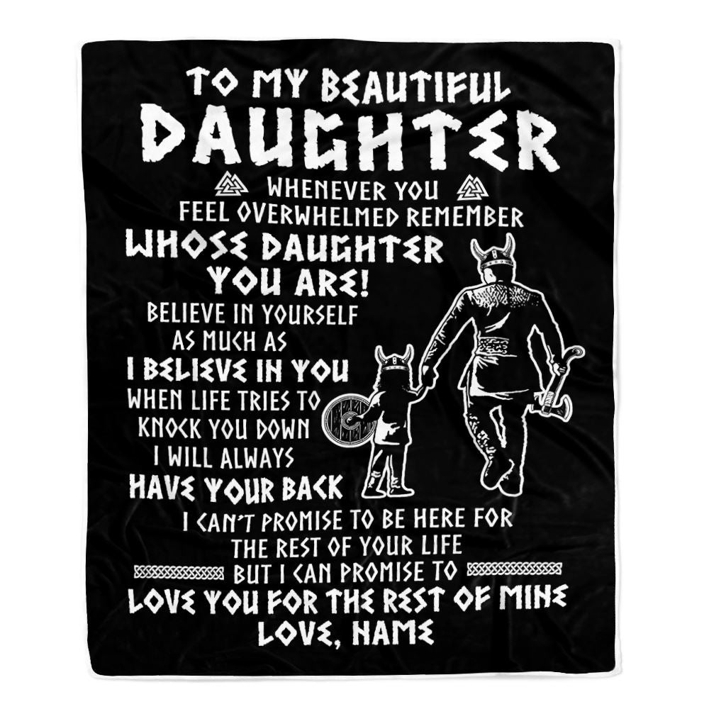 Personalized To My Daughter Viking Blanket Whenever You Feel Overwhelmed Daughter Birthday Christmas Customized Bed Fleece Blanket | teecentury