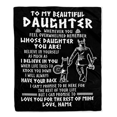 Personalized To My Daughter Viking Blanket Whenever You Feel Overwhelmed Daughter Birthday Christmas Customized Bed Fleece Blanket | teecentury