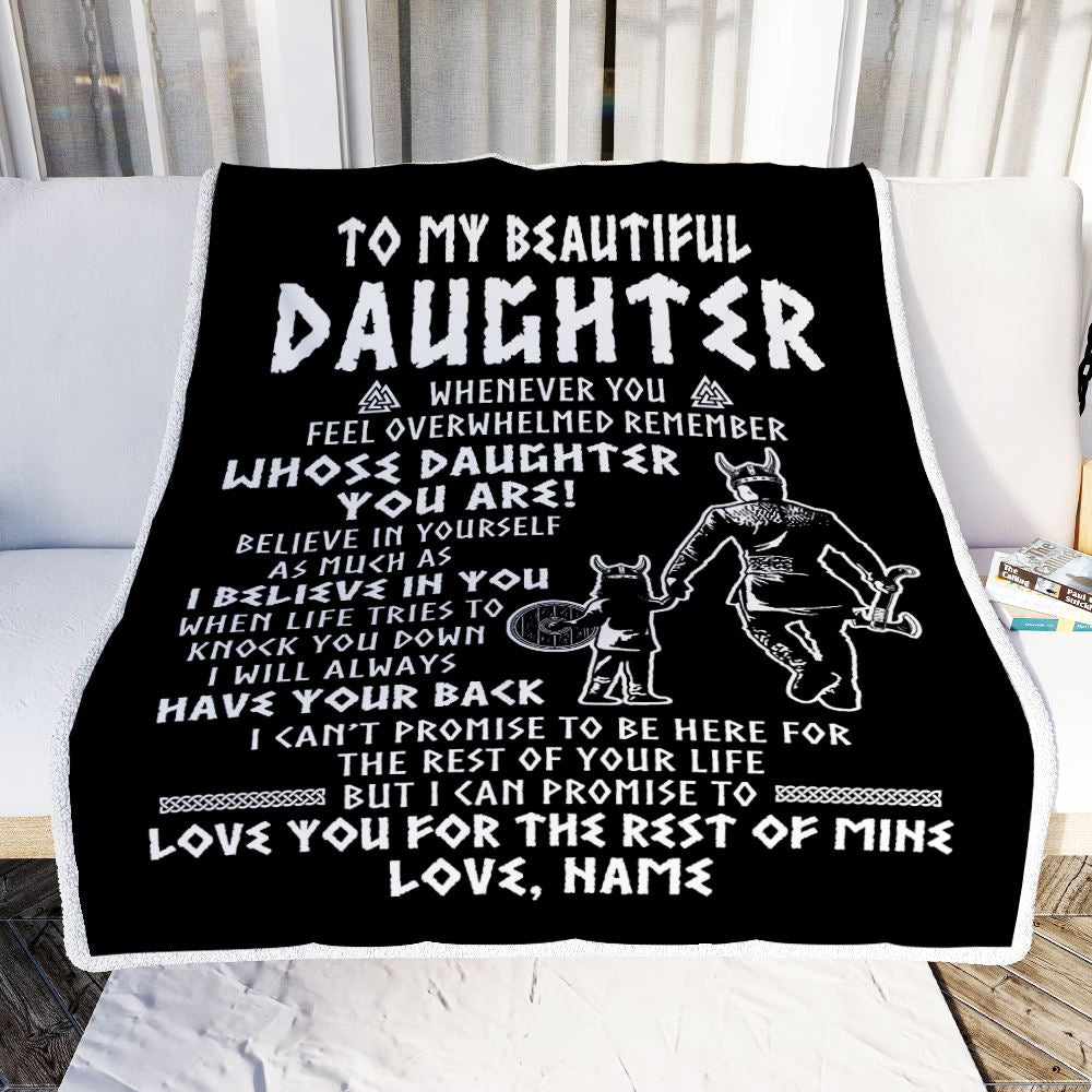 Personalized To My Daughter Viking Blanket Whenever You Feel Overwhelmed Daughter Birthday Christmas Customized Bed Fleece Blanket | teecentury