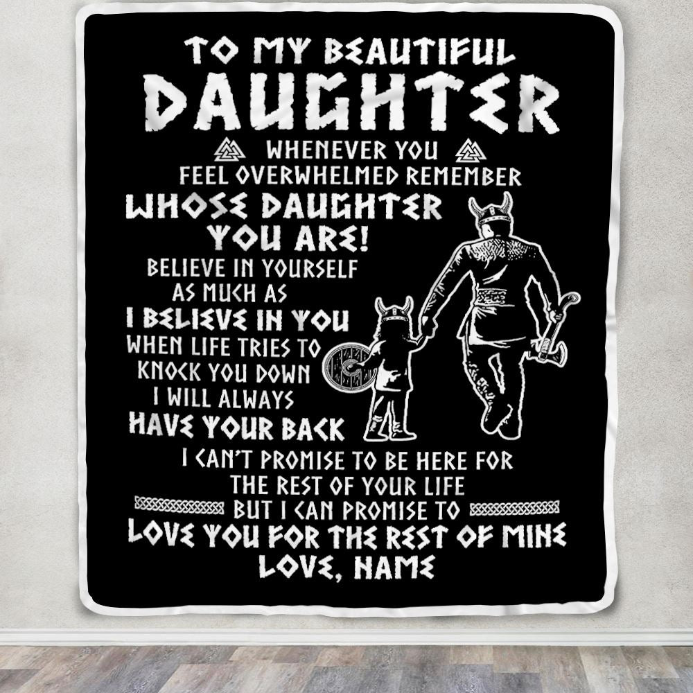 Personalized To My Daughter Viking Blanket Whenever You Feel Overwhelmed Daughter Birthday Christmas Customized Bed Fleece Blanket | teecentury
