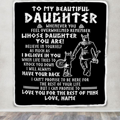 Personalized To My Daughter Viking Blanket Whenever You Feel Overwhelmed Daughter Birthday Christmas Customized Bed Fleece Blanket | teecentury