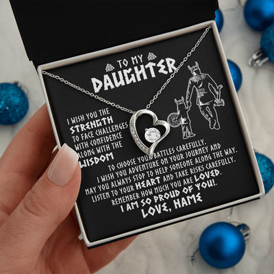 Forever Love Necklace | Personalized To My Daughter Viking Necklace From Dad Father I Am So Proud Of You Runes Viking Daughter Birthday Christmas Customized Gift Box Message Card | teecentury