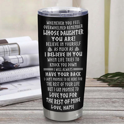 Personalized To My Daughter Viking Necklace Stainless Steel Cup Whenever You Feel Overwhelmed Daughter Birthday Christmas Travel Mug | teecentury