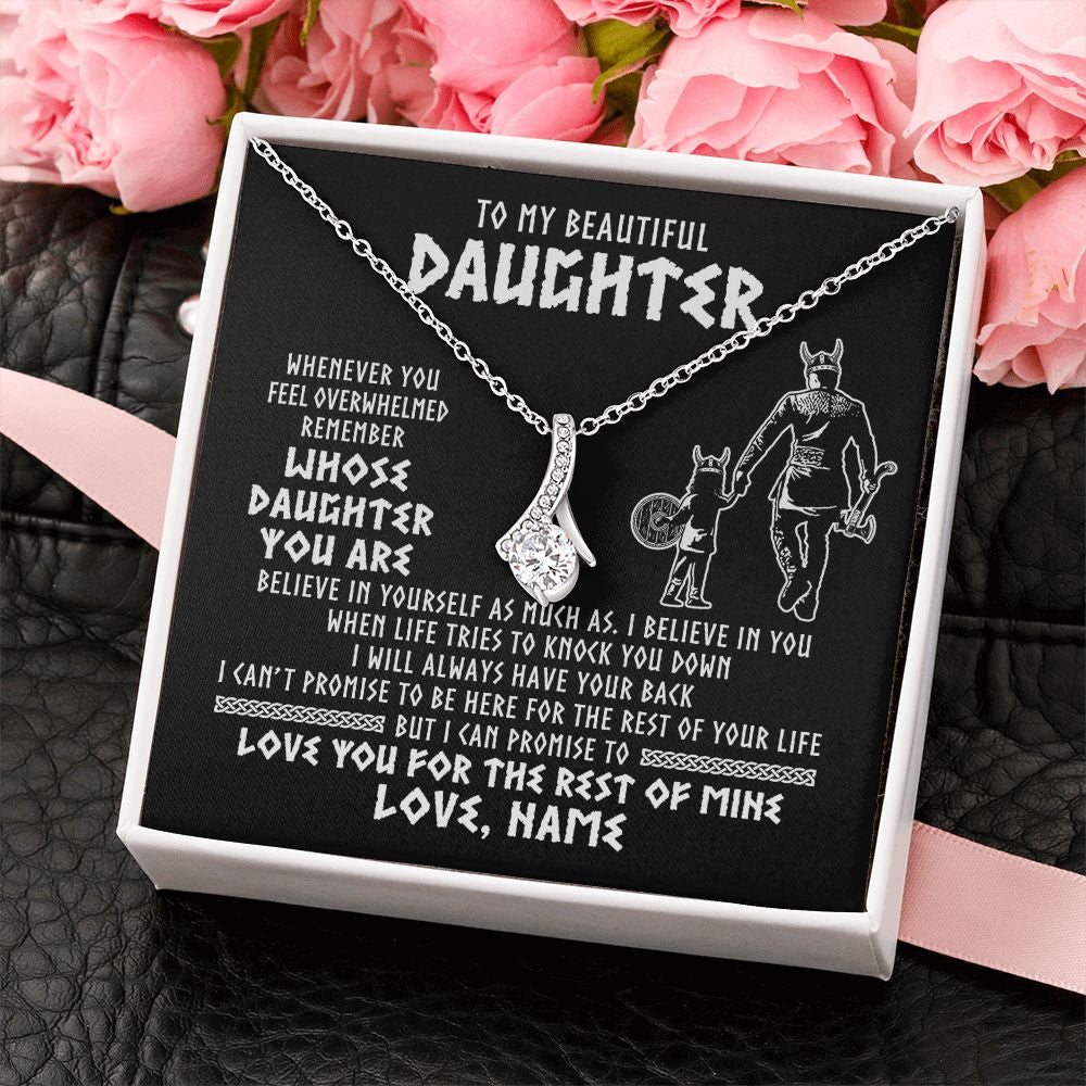 Alluring Beauty Necklace | Personalized To My Daughter Viking Necklace Whenever You Feel Overwhelmed Daughter Birthday Christmas Jewelry Customized Gift Box Message Card | teecentury