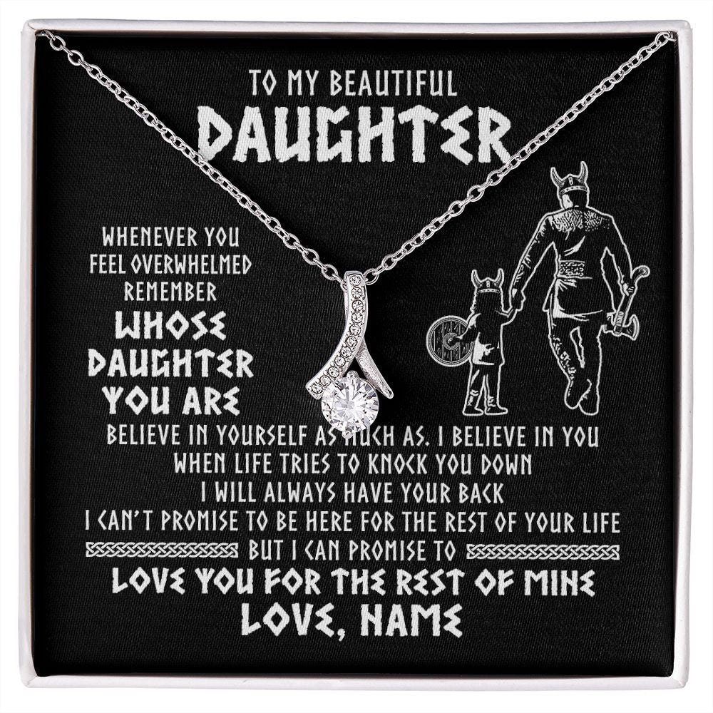 Alluring Beauty Necklace | Personalized To My Daughter Viking Necklace Whenever You Feel Overwhelmed Daughter Birthday Christmas Jewelry Customized Gift Box Message Card | teecentury