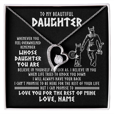 Forever Love Necklace | Personalized To My Daughter Viking Necklace Whenever You Feel Overwhelmed Daughter Birthday Christmas Jewelry Customized Gift Box Message Card | teecentury