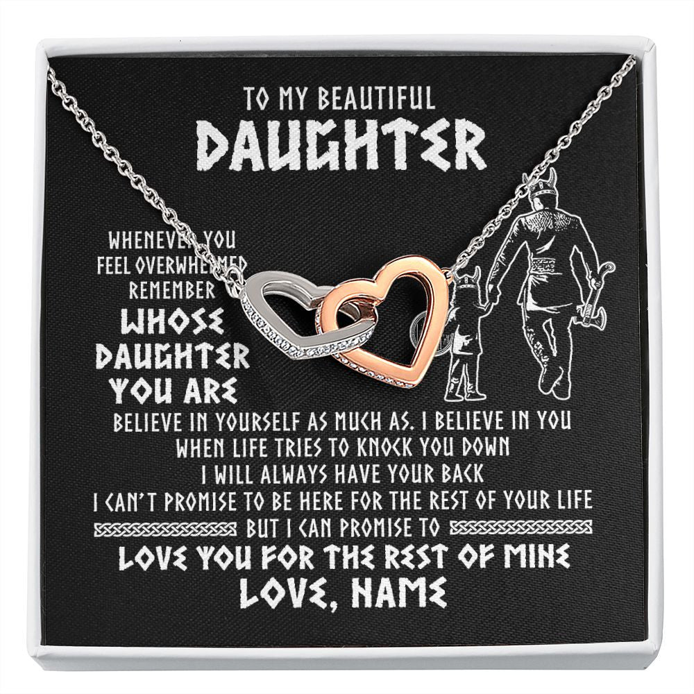 Interlocking Hearts Necklace | Personalized To My Daughter Viking Necklace Whenever You Feel Overwhelmed Daughter Birthday Christmas Jewelry Customized Gift Box Message Card | teecentury