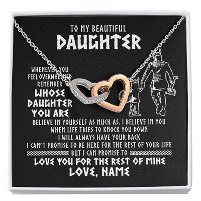 Interlocking Hearts Necklace | Personalized To My Daughter Viking Necklace Whenever You Feel Overwhelmed Daughter Birthday Christmas Jewelry Customized Gift Box Message Card | teecentury