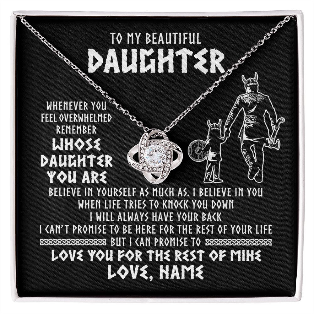 Love Knot Necklace | Personalized To My Daughter Viking Necklace Whenever You Feel Overwhelmed Daughter Birthday Christmas Jewelry Customized Gift Box Message Card | teecentury