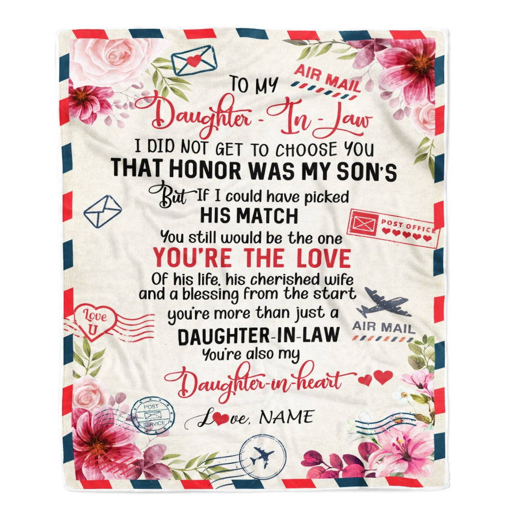 Personalized To My Dear Daughter In Law Blanket From Mother Mom in law You're Also My Daughter in Heart Birthday Christmas Customized Fleece Throw Blanket Blanket | Teecentury.com