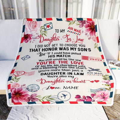 Personalized To My Dear Daughter In Law Blanket From Mother Mom in law You're Also My Daughter in Heart Birthday Christmas Customized Fleece Throw Blanket Blanket | Teecentury.com