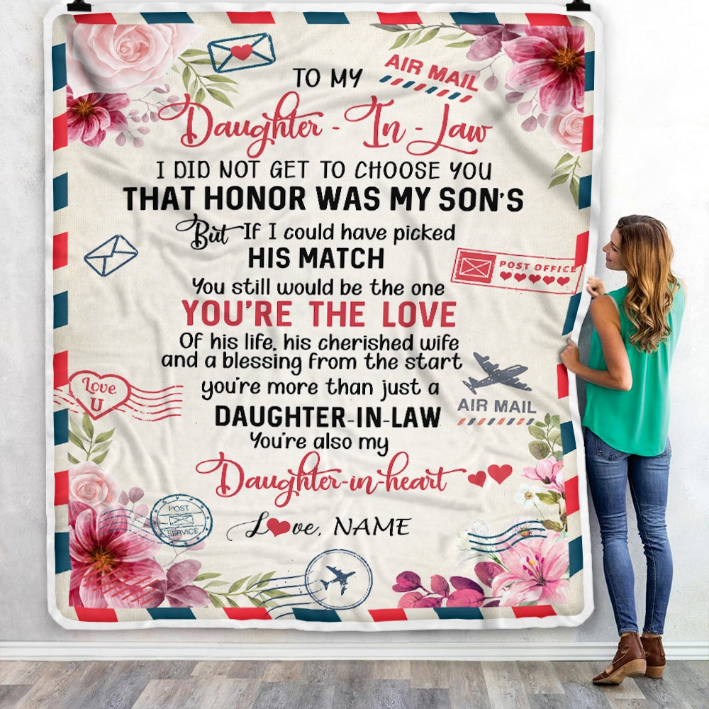 Personalized To My Dear Daughter In Law Blanket From Mother Mom in law You're Also My Daughter in Heart Birthday Christmas Customized Fleece Throw Blanket Blanket | Teecentury.com