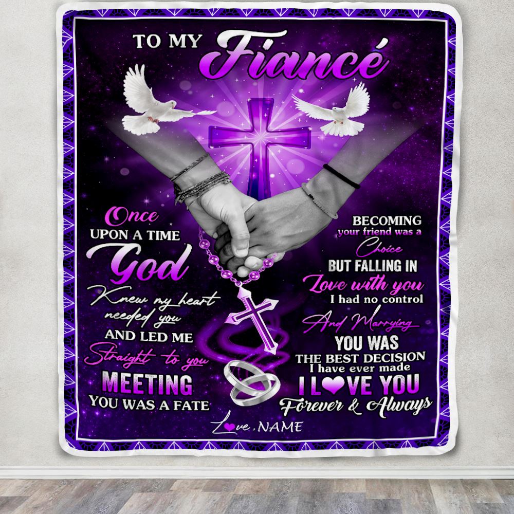 Personalized To My Fiance Blanket From Fiancee Meeting You Was Fate Fiance Anniversary Valentines Day For Him Birthday Christmas Fleece Throw Blanket | teecentury