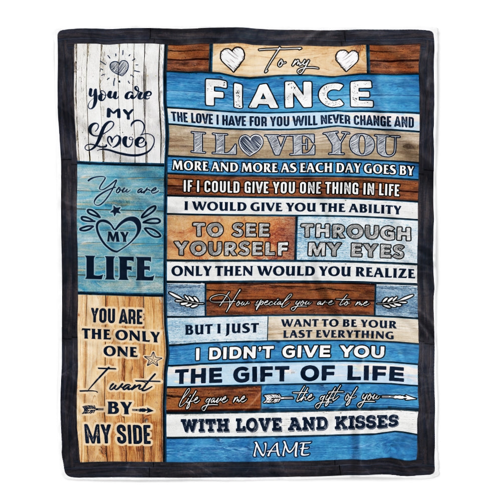 Personalized To My Fiance Blanket From Fiancee Wood I Love You More And More Fiance Anniversary Valentines Day For Him Christmas Fleece Throw Blanket Blanket | Teecentury.com