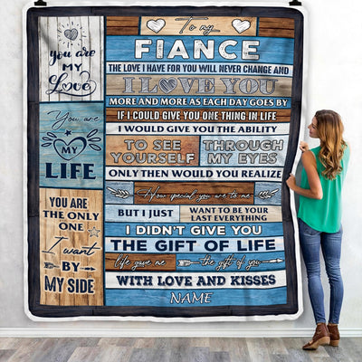 Personalized To My Fiance Blanket From Fiancee Wood I Love You More And More Fiance Anniversary Valentines Day For Him Christmas Fleece Throw Blanket Blanket | Teecentury.com