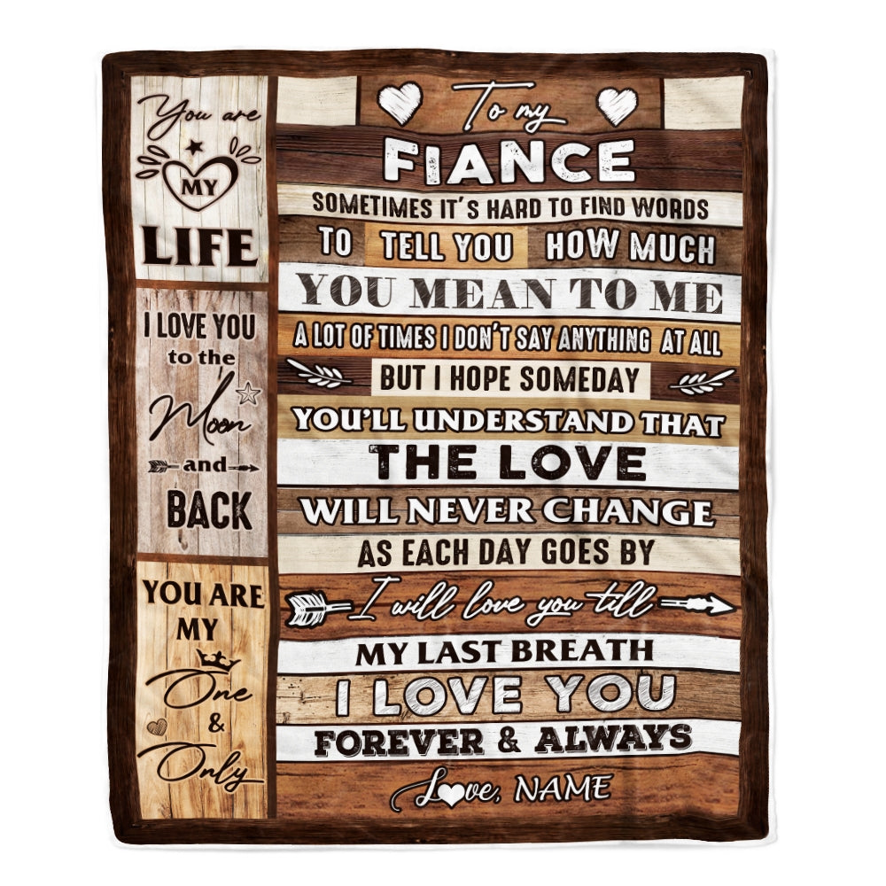 Personalized To My Fiance Blanket From Fiancee Wood You Meaning To Me Love You Fiance Anniversary Valentines Day For Her Christmas Fleece Throw Blanket Blanket | Teecentury.com