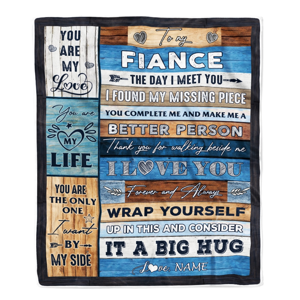 Personalized To My Fiance Blankets From Fiancee You Are My Love It A Big Hug Fiance Birthday Valentine's Day Christmas Customized Fleece Blanket Blanket | Teecentury.com