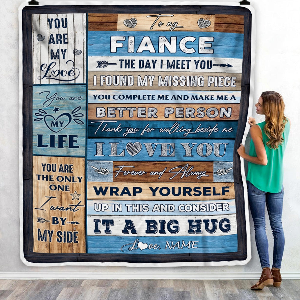 Personalized To My Fiance Blankets From Fiancee You Are My Love It A Big Hug Fiance Birthday Valentine's Day Christmas Customized Fleece Blanket Blanket | Teecentury.com